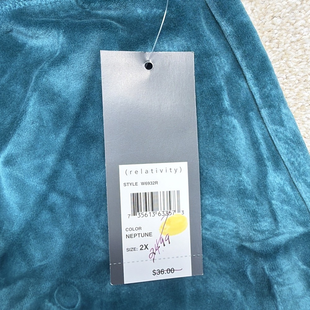 Relativity Velour Lounge Jogger Pants Womens 2X (FITS 36 X 29) Green Comfort NEW - Picture 5 of 12